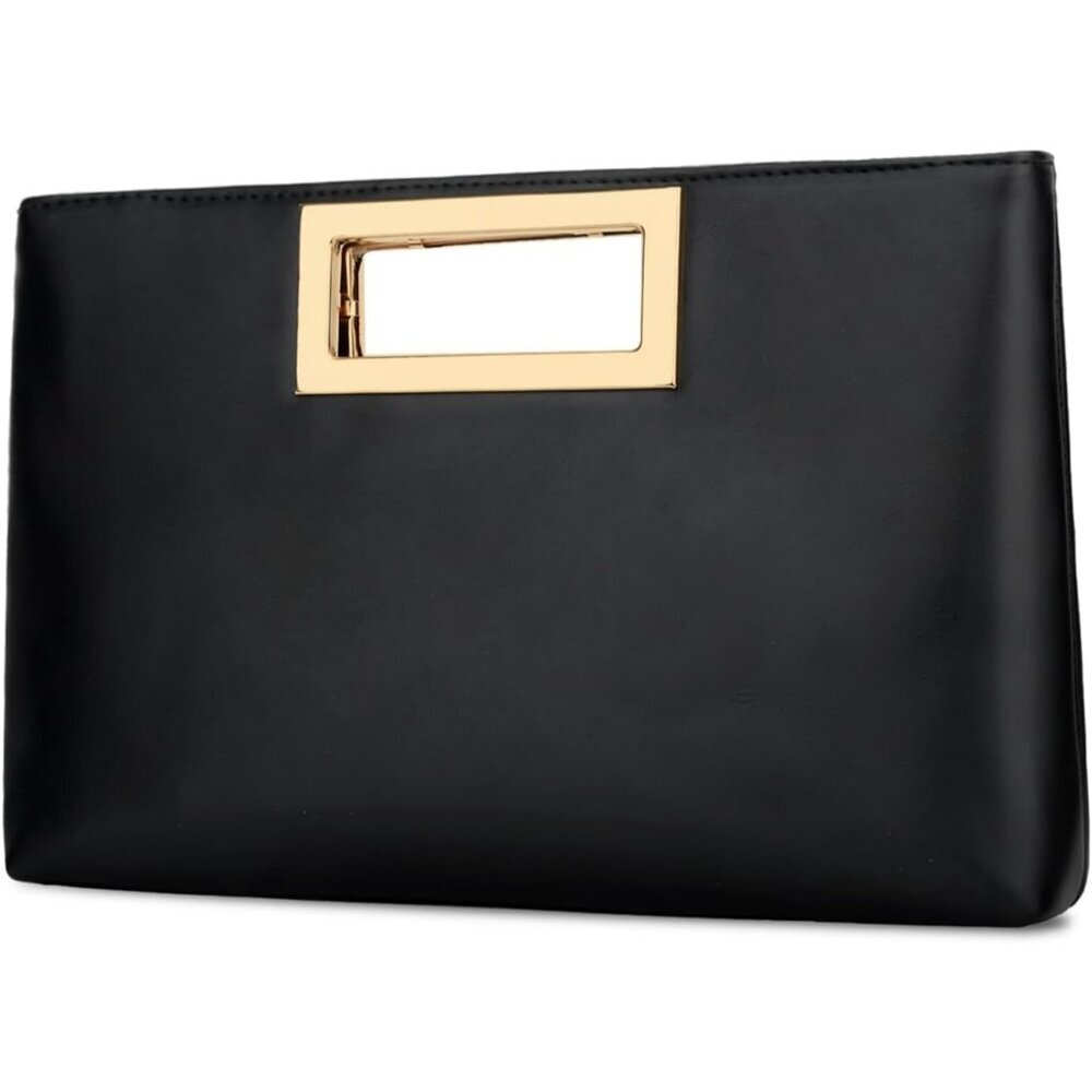 Women’s Black Leather Imported Magnetic Evening Purse Hand Bags - Picture 2 of 7